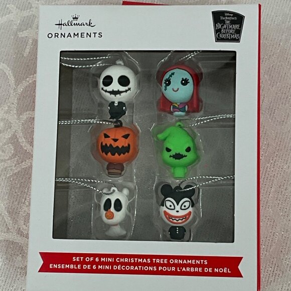 Disney Hallmark Ornaments 6 Mini Christmas Tree Set Nightmare Before Christmas - Picture 2 of 3